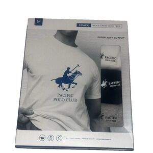 Pacific Polo Club Men's V-Neck Tees Assorted Box of‎ 3 Pack SZ M NIB